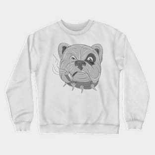 Angry Bulldog Smoking Corn Cob Pipe Drawing Crewneck Sweatshirt